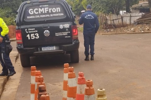 GCMFron apreende cones furtados e reforça fiscalização em Ponta Porã